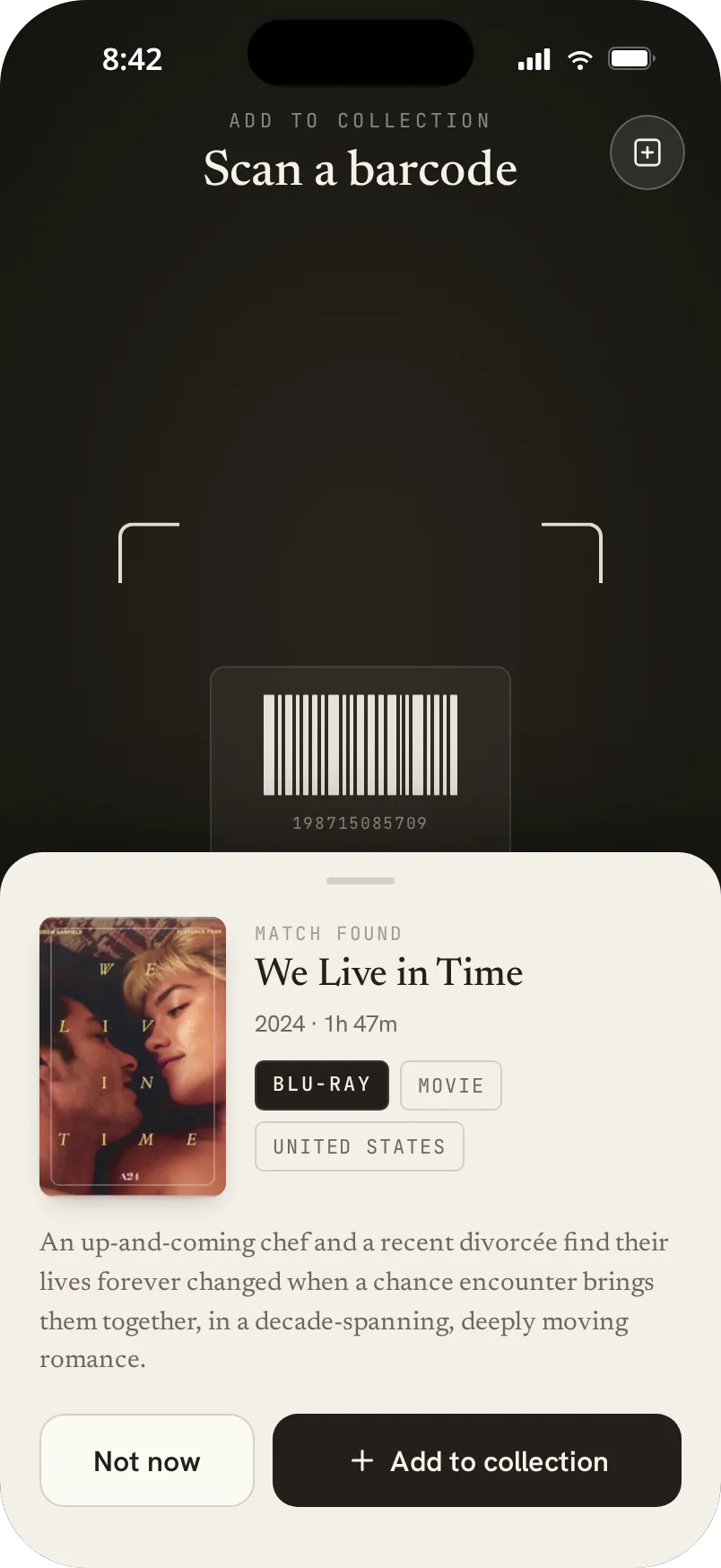 Scanning a barcode to identify a disc