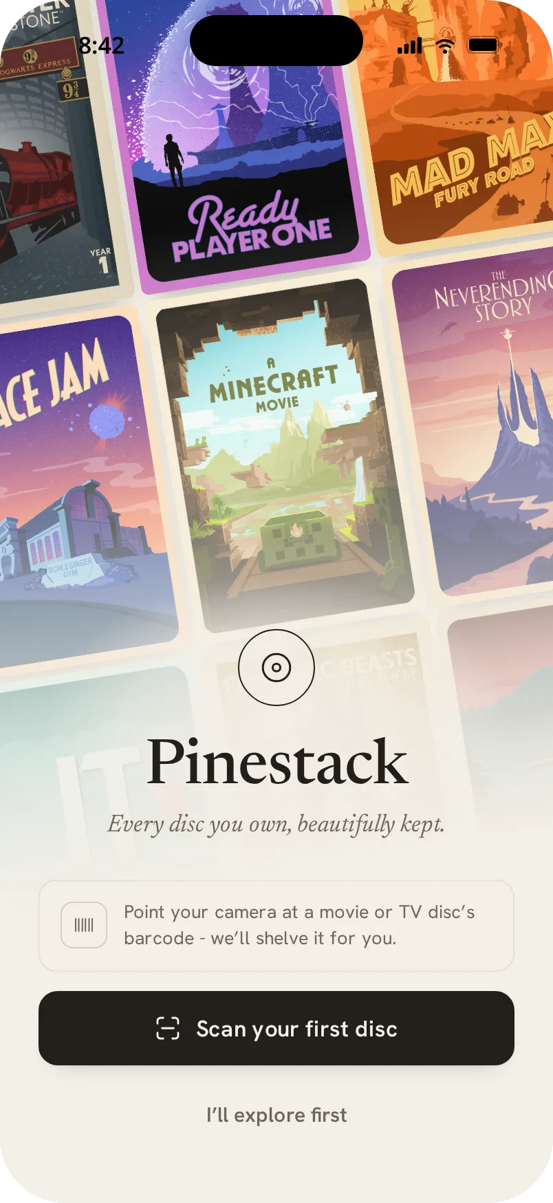Pinestack welcome screen